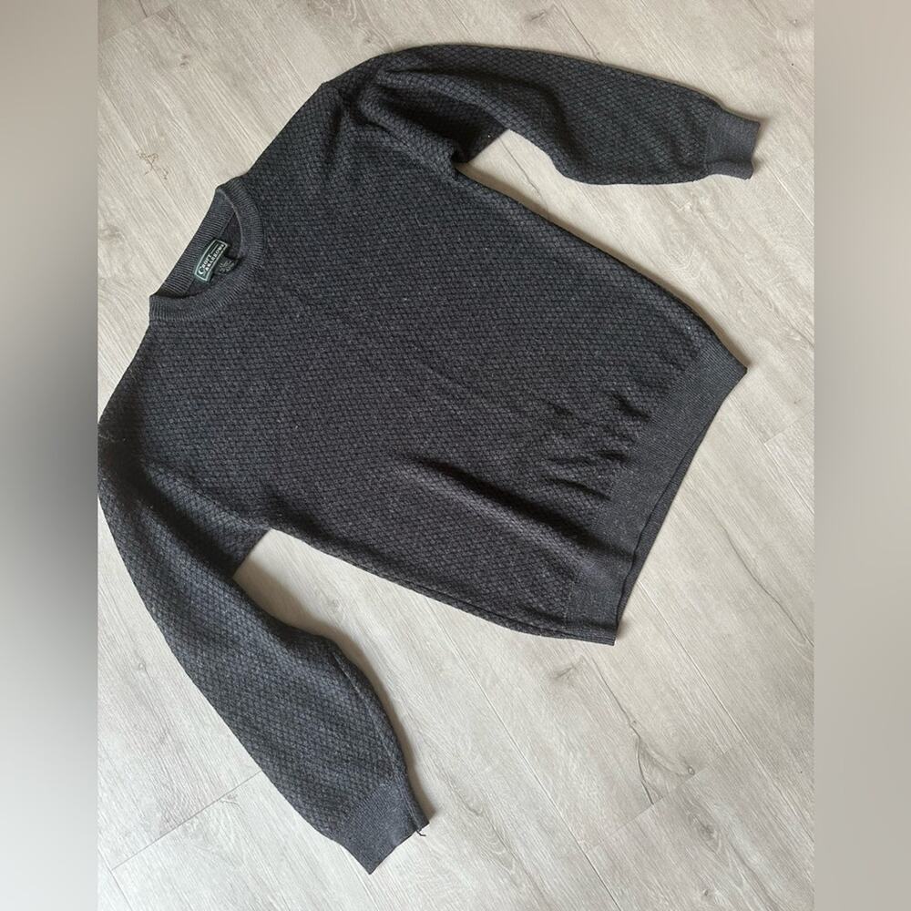 Vintage Croft & Barrow Mens Pullover Wool Sweater Size Large Tall Gray Grandpa